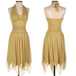 Vintage y2k Speechless Gold Midi Dress Fairycore Glitter Halter Siren Size S